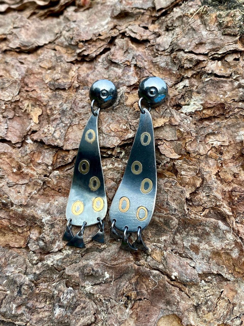 Silver Earrings with 18ct Gold Inlay