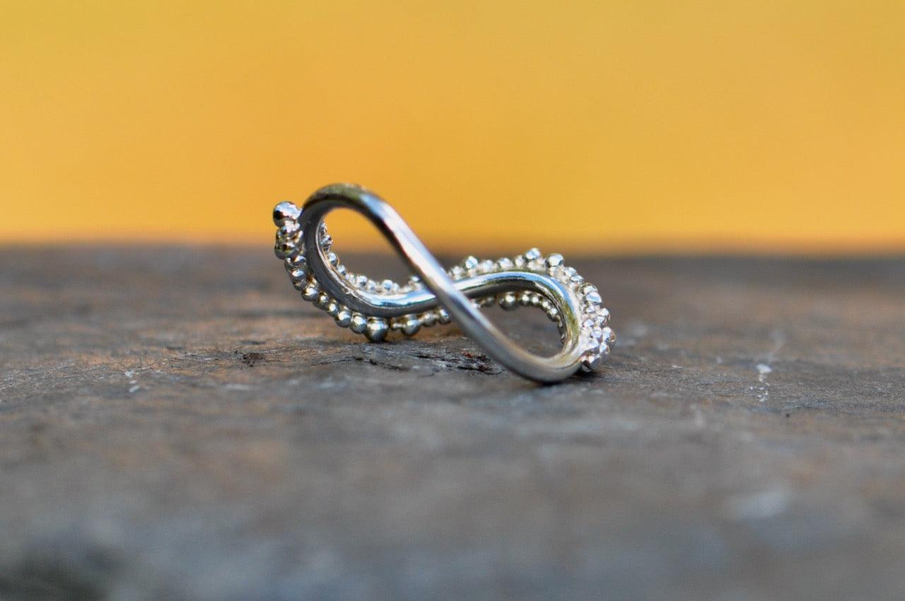 Wavy Silver Ring with Granulation