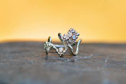 Cubic Zirconia and Granulation Silver Ring