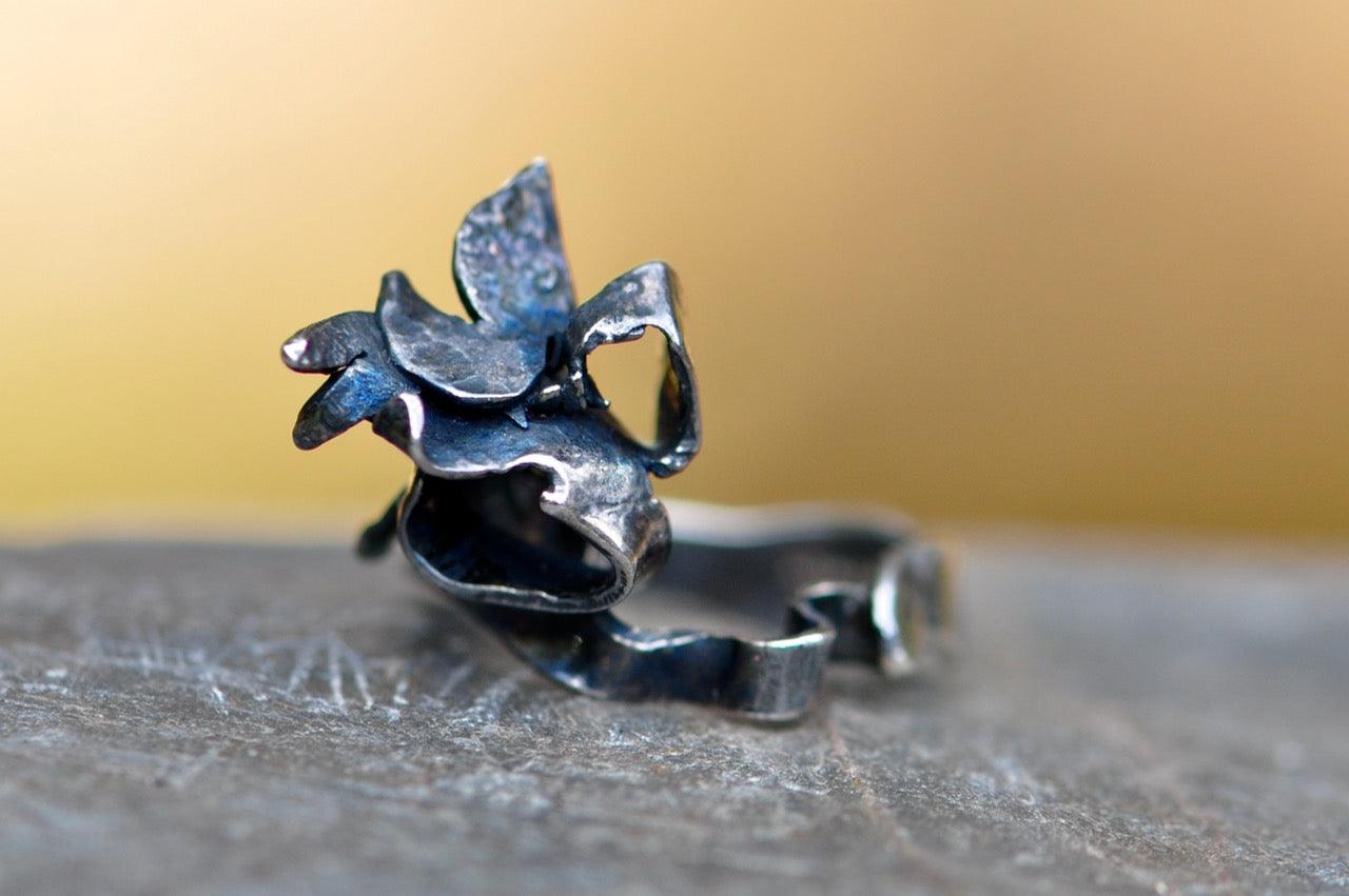 Plumage Ring, Patinated Silver