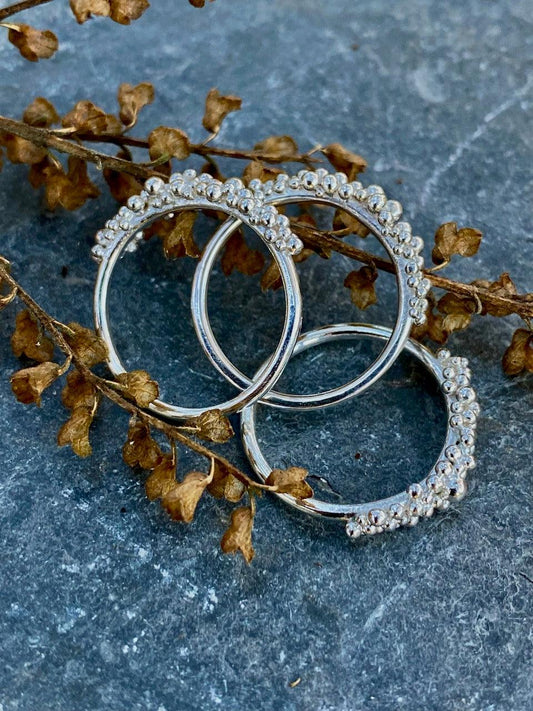 Sterling Silver Dew Ring with Granulation