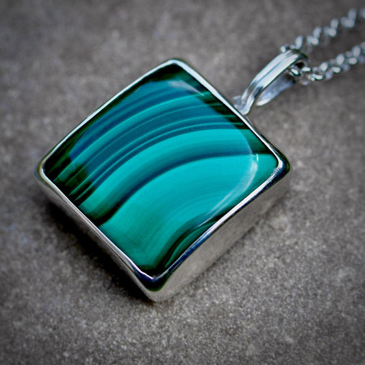 Malachite 'Hope' Silver Pendant on Silver Chain