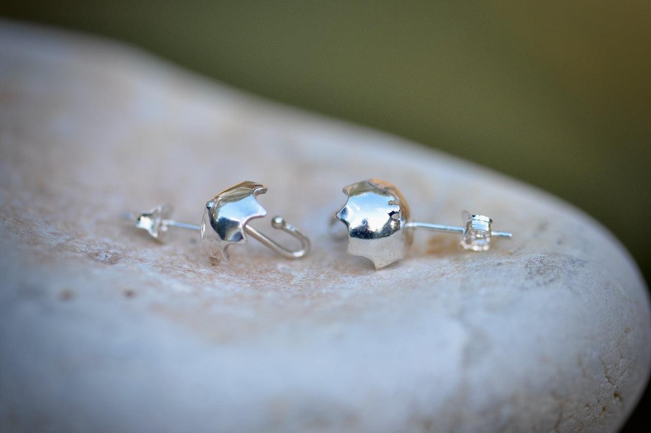 Silver Umbrella Stud Earrings