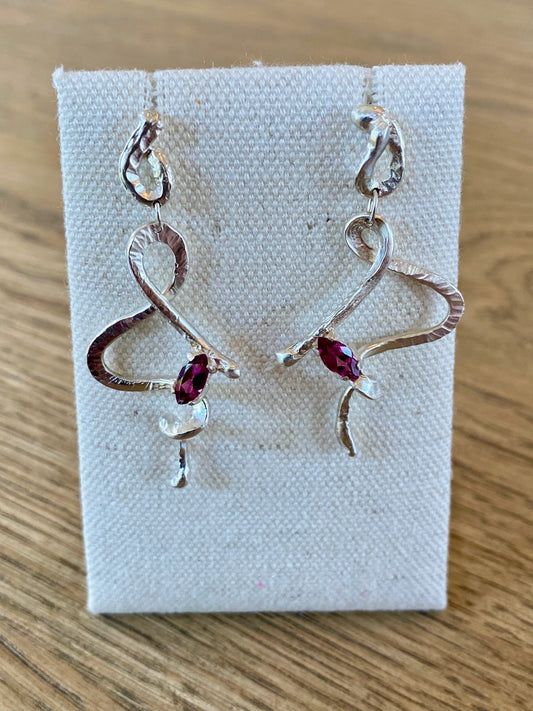 Rhodolite Garnet Silver Earrings