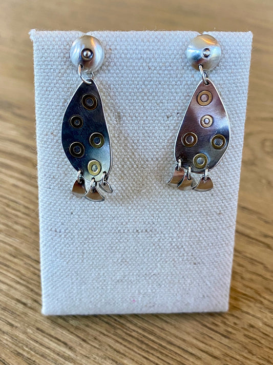 Silver Earrings with 18ct Gold Inlay