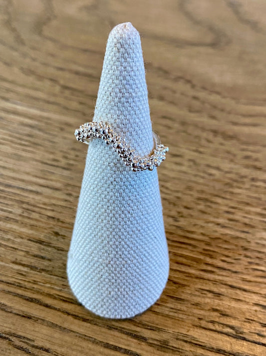 Wavy Silver Ring with Granulation